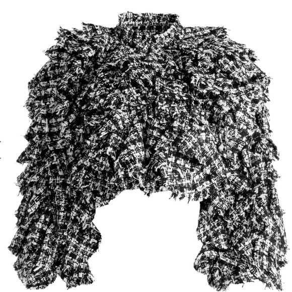 Alice + Olivia BRITTON RUFFLED CROPPED 3/4
SLEEVE JACKET size S, Used Once. - Picture 4 of 11